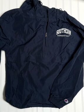 Champion Navy Windbreaker Jacket with Southern Connecticut Logo